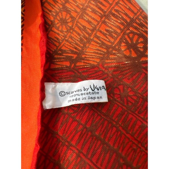 Vera Neumann Vintage Orange Geometric Rectangle Scarf Acetate Lightweight Wrap - Picture 5 of 6